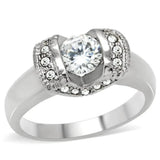 TK194 - High polished (no plating) Stainless Steel Ring with AAA Grade CZ in Clear - Alamode - Flyclothing LLC