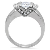 TK194 - High polished (no plating) Stainless Steel Ring with AAA Grade CZ  in Clear - Alamode