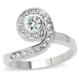 TK195 - High polished (no plating) Stainless Steel Ring with AAA Grade CZ in Clear - Alamode - Flyclothing LLC