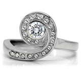 TK195 - High polished (no plating) Stainless Steel Ring with AAA Grade CZ in Clear - Alamode - Flyclothing LLC