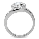 TK195 - High polished (no plating) Stainless Steel Ring with AAA Grade CZ in Clear - Alamode - Flyclothing LLC