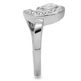 TK195 - High polished (no plating) Stainless Steel Ring with AAA Grade CZ in Clear - Alamode - Flyclothing LLC