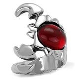 TK1969 - High polished (no plating) Stainless Steel Ring with Synthetic Synthetic Glass in Siam - Alamode
