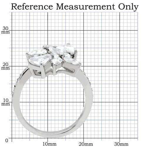 TK196 - High polished (no plating) Stainless Steel Ring with AAA Grade CZ in Clear - Alamode - Flyclothing LLC