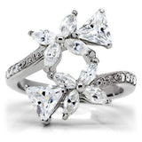 TK196 - High polished (no plating) Stainless Steel Ring with AAA Grade CZ in Clear - Alamode - Flyclothing LLC