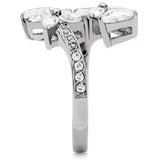 TK196 - High polished (no plating) Stainless Steel Ring with AAA Grade CZ in Clear - Alamode - Flyclothing LLC
