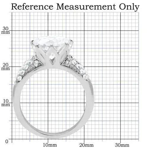 TK197 - High polished (no plating) Stainless Steel Ring with AAA Grade CZ in Clear - Alamode - Flyclothing LLC