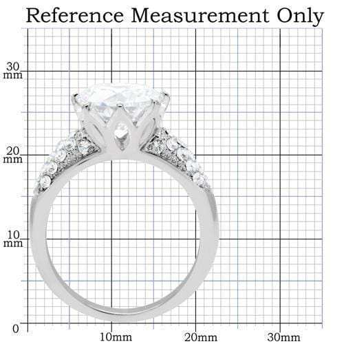 TK197 - High polished (no plating) Stainless Steel Ring with AAA Grade CZ in Clear - Alamode - Flyclothing LLC