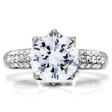 TK197 - High polished (no plating) Stainless Steel Ring with AAA Grade CZ in Clear - Alamode - Flyclothing LLC