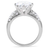 TK197 - High polished (no plating) Stainless Steel Ring with AAA Grade CZ in Clear - Alamode - Flyclothing LLC