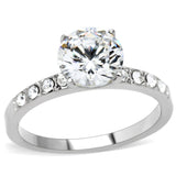 TK198 - High polished (no plating) Stainless Steel Ring with AAA Grade CZ  in Clear - Alamode