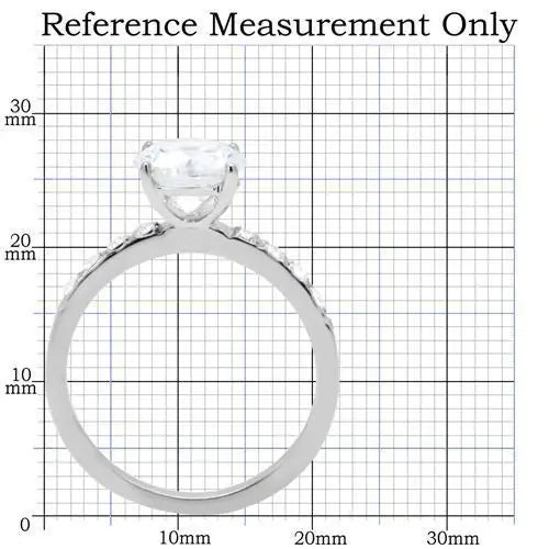 TK198 - High polished (no plating) Stainless Steel Ring with AAA Grade CZ in Clear - Alamode - Flyclothing LLC