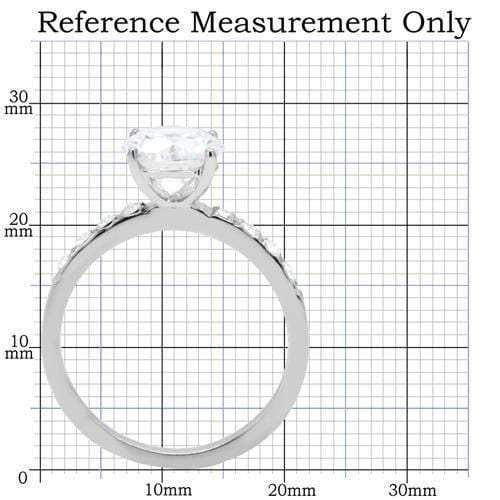TK198 - High polished (no plating) Stainless Steel Ring with AAA Grade CZ in Clear - Alamode - Flyclothing LLC