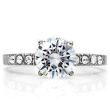 TK198 - High polished (no plating) Stainless Steel Ring with AAA Grade CZ in Clear - Alamode - Flyclothing LLC