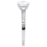 TK198 - High polished (no plating) Stainless Steel Ring with AAA Grade CZ in Clear - Alamode - Flyclothing LLC