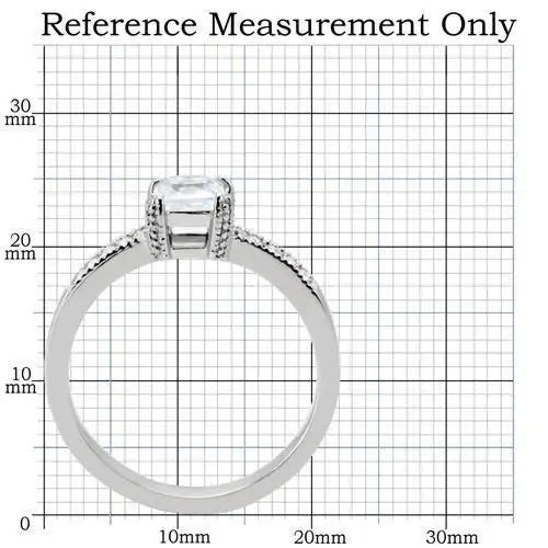 TK199 - High polished (no plating) Stainless Steel Ring with AAA Grade CZ in Clear - Alamode - Flyclothing LLC