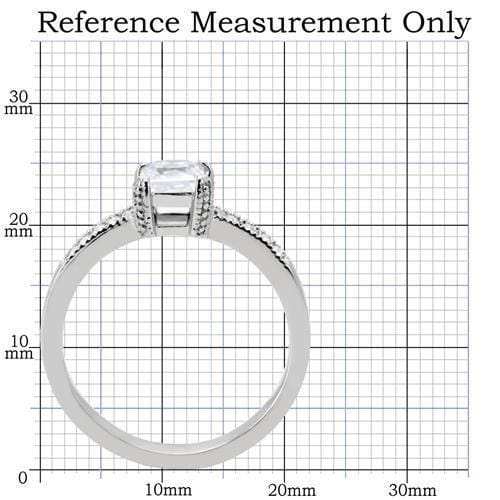 TK199 - High polished (no plating) Stainless Steel Ring with AAA Grade CZ in Clear - Alamode - Flyclothing LLC