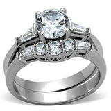 TK1W001 - High polished (no plating) Stainless Steel Ring with AAA Grade CZ in Clear - Alamode - Flyclothing LLC