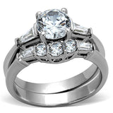 TK1W001 - High polished (no plating) Stainless Steel Ring with AAA Grade CZ  in Clear - Alamode