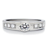 TK200 - High polished (no plating) Stainless Steel Ring with AAA Grade CZ  in Clear - Alamode