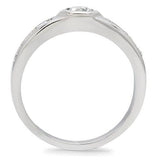 TK200 - High polished (no plating) Stainless Steel Ring with AAA Grade CZ  in Clear - Alamode