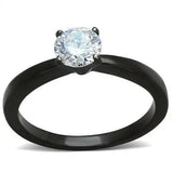 TK2013 - IP Black(Ion Plating) Stainless Steel Ring with AAA Grade CZ in Clear - Alamode - Flyclothing LLC