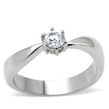 TK201 - High polished (no plating) Stainless Steel Ring with AAA Grade CZ  in Clear - Alamode