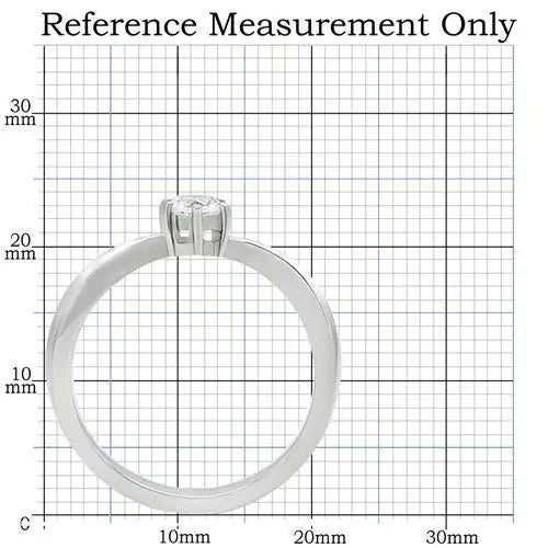 TK201 - High polished (no plating) Stainless Steel Ring with AAA Grade CZ in Clear - Alamode - Flyclothing LLC