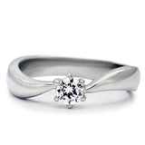 TK201 - High polished (no plating) Stainless Steel Ring with AAA Grade CZ  in Clear - Alamode