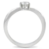 TK201 - High polished (no plating) Stainless Steel Ring with AAA Grade CZ  in Clear - Alamode