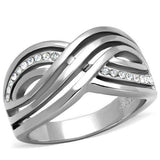 TK2025 - High polished (no plating) Stainless Steel Ring with Top Grade Crystal in Clear - Alamode - Flyclothing LLC