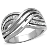TK2025 - High polished (no plating) Stainless Steel Ring with Top Grade Crystal in Clear - Alamode - Flyclothing LLC