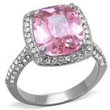 TK2027 - High polished (no plating) Stainless Steel Ring with AAA Grade CZ  in Rose - Alamode