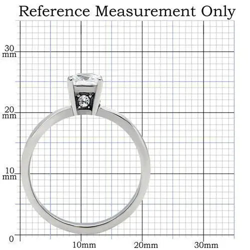 TK202 - High polished (no plating) Stainless Steel Ring with AAA Grade CZ in Clear - Alamode - Flyclothing LLC