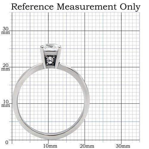 TK202 - High polished (no plating) Stainless Steel Ring with AAA Grade CZ in Clear - Alamode - Flyclothing LLC
