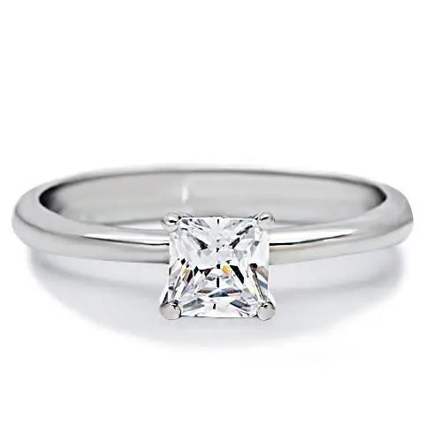 TK202 - High polished (no plating) Stainless Steel Ring with AAA Grade CZ in Clear - Alamode - Flyclothing LLC