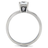 TK202 - High polished (no plating) Stainless Steel Ring with AAA Grade CZ  in Clear - Alamode
