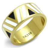 TK2037 - IP Gold(Ion Plating) Stainless Steel Ring with Epoxy  in Multi Color - Alamode