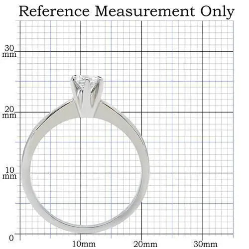 TK203 - High polished (no plating) Stainless Steel Ring with AAA Grade CZ in Clear - Alamode - Flyclothing LLC