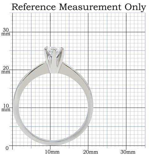 TK203 - High polished (no plating) Stainless Steel Ring with AAA Grade CZ in Clear - Alamode - Flyclothing LLC