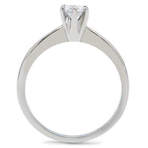 TK203 - High polished (no plating) Stainless Steel Ring with AAA Grade CZ in Clear - Alamode - Flyclothing LLC