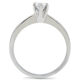 TK203 - High polished (no plating) Stainless Steel Ring with AAA Grade CZ  in Clear - Alamode