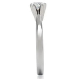 TK203 - High polished (no plating) Stainless Steel Ring with AAA Grade CZ in Clear - Alamode - Flyclothing LLC