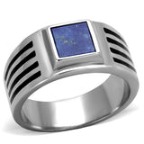 TK2047 - High polished (no plating) Stainless Steel Ring with Precious Stone Lapis in Montana - Alamode