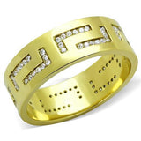 TK2051 - IP Gold(Ion Plating) Stainless Steel Ring with AAA Grade CZ  in Clear - Alamode