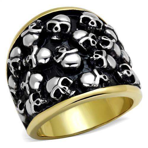 TK2057 - Two-Tone IP Gold (Ion Plating) Stainless Steel Ring with No Stone - Alamode - Flyclothing LLC