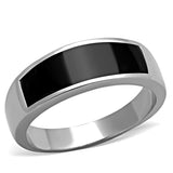 TK2062 - High polished (no plating) Stainless Steel Ring with Epoxy  in Jet - Alamode