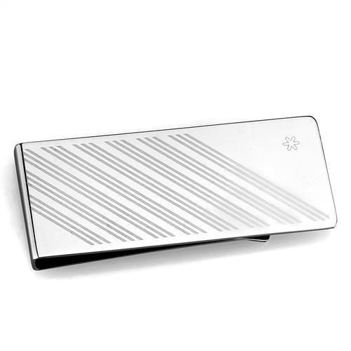 TK2079 - High polished (no plating) Stainless Steel Money clip with No Stone - Alamode