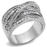 TK2096 - High polished (no plating) Stainless Steel Ring with AAA Grade CZ in Clear - Alamode - Flyclothing LLC