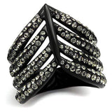 TK2097 - IP Black(Ion Plating) Stainless Steel Ring with Top Grade Crystal in Black Diamond - Alamode - Flyclothing LLC